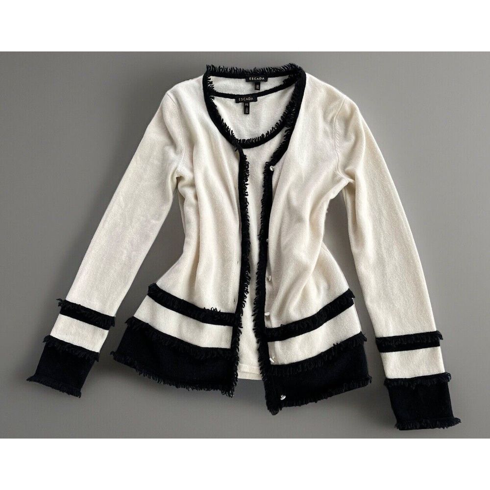 ESCADA Cashmere Cardigan Sweater‎ And Matching Cashmere Tank Top Set XS Ivory